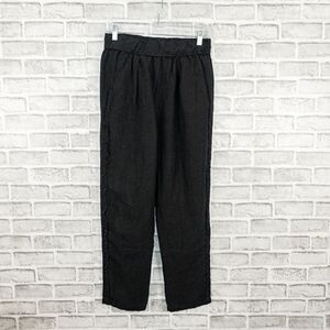 Raquel Allegra Linen Cotton Pants elastic waist black size 1